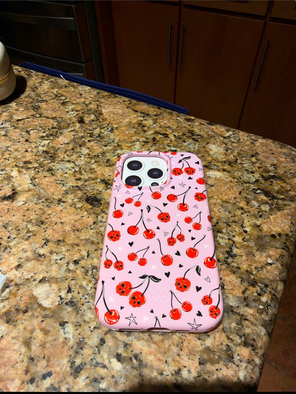 🍒Velvet Caviar Pink Cherry Pattern Phone Case🍒